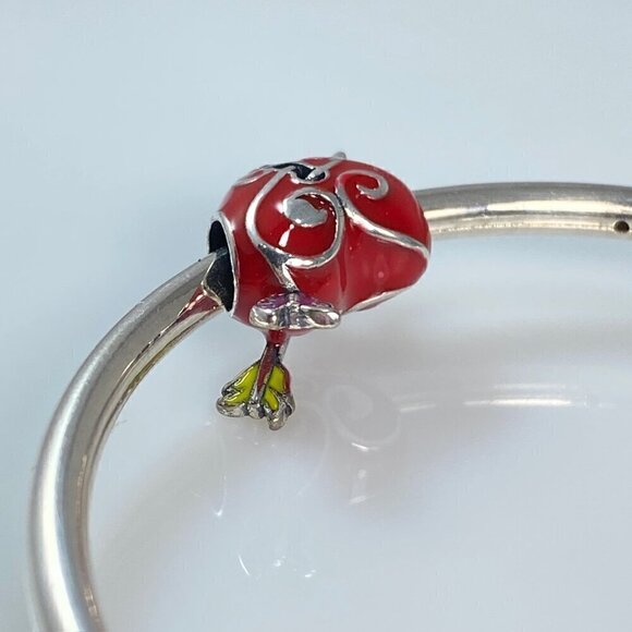 Sterling Silver Red Heart Cupid & Arrow Charm - Picture 4 of 13